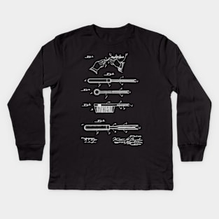 Curling Tongs Vintage Patent Hand Drawing Kids Long Sleeve T-Shirt